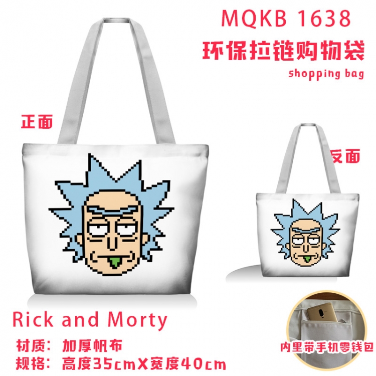 Rick and Morty Anime cartoon canvas shoulder bag student crossbody bag 35x40cm MQKB-1638