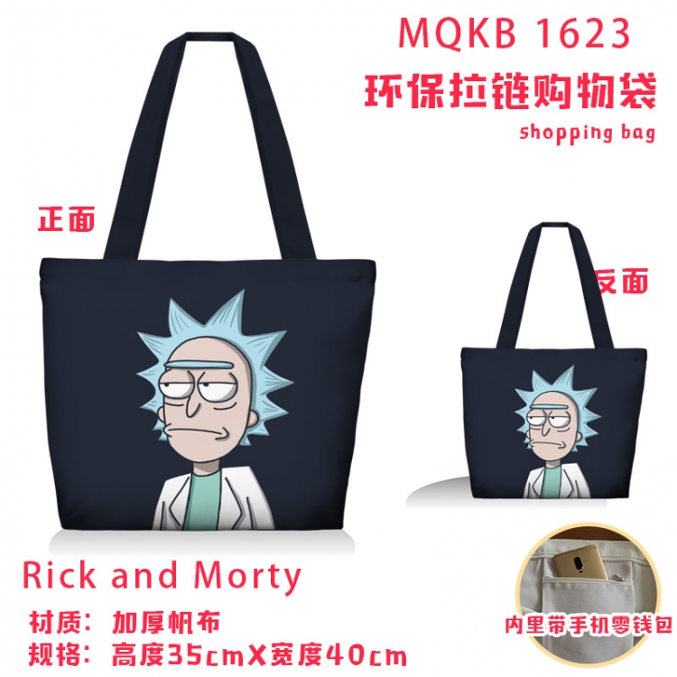 Rick and Morty Anime cartoon canvas shoulder bag student crossbody bag 35x40cm MQKB-1623