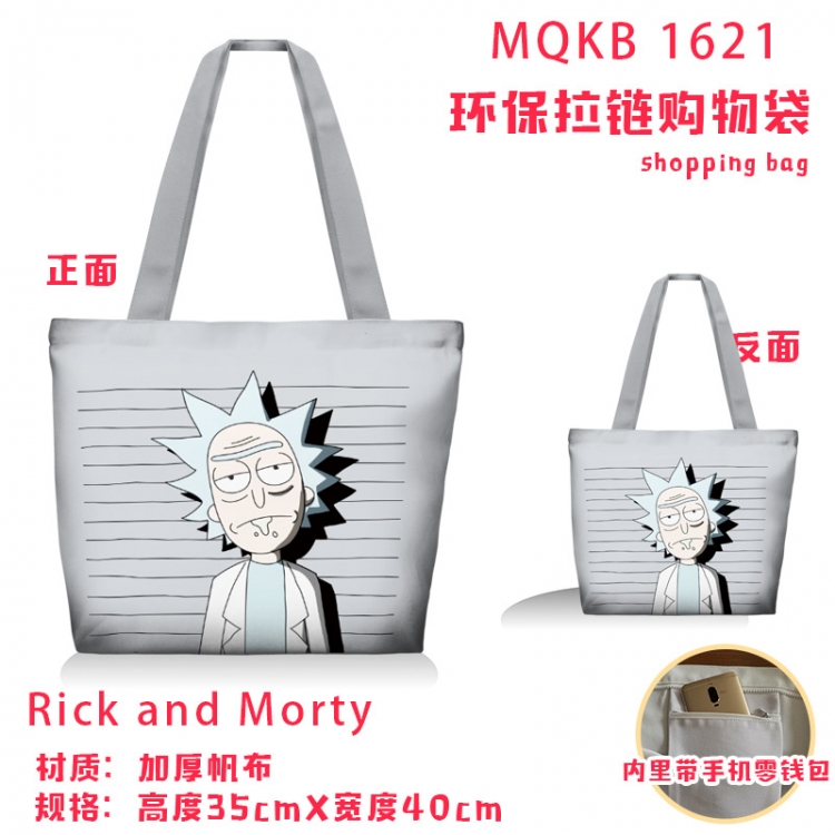 Rick and Morty Anime cartoon canvas shoulder bag student crossbody bag 35x40cm MQKB-1621