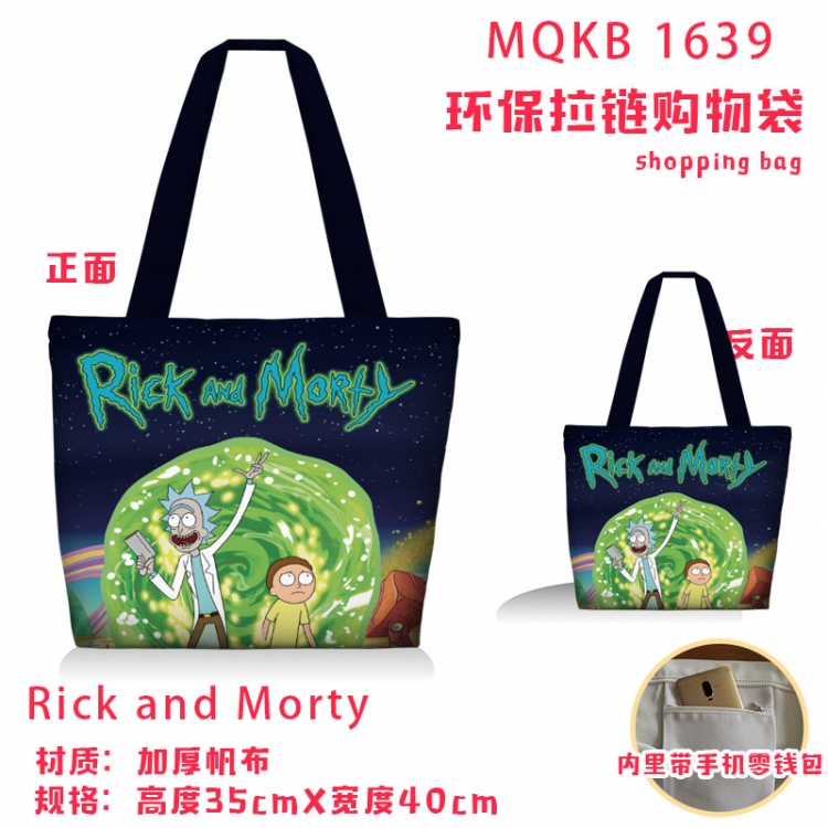 Rick and Morty Anime cartoon canvas shoulder bag student crossbody bag 35x40cm MQKB-1639
