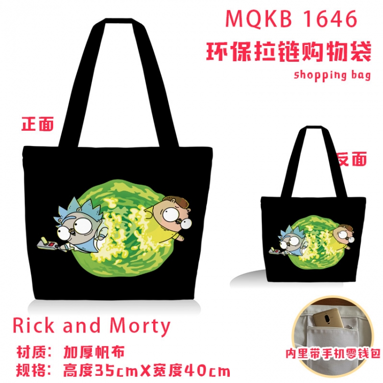 Rick and Morty Anime cartoon canvas shoulder bag student crossbody bag 35x40cm MQKB-1646
