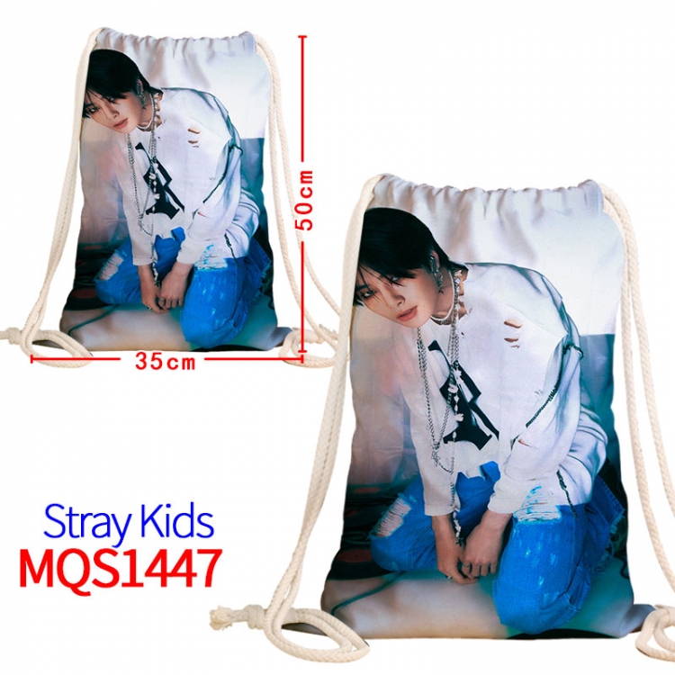 Stray Kids Canvas drawstring pocket backpack 50x35cm  MQS-1447