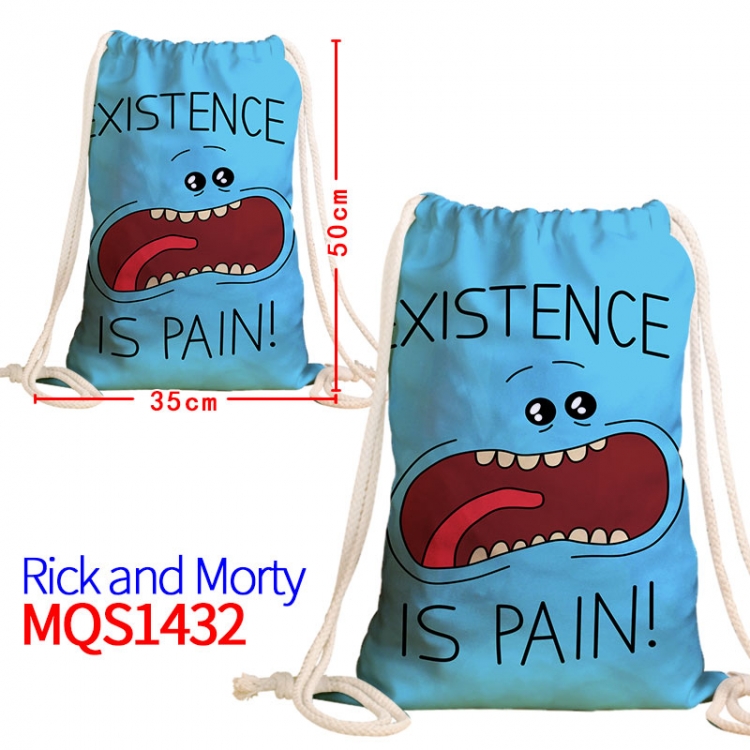 Rick and Morty Canvas drawstring pocket backpack 50x35cm  MQS-1432