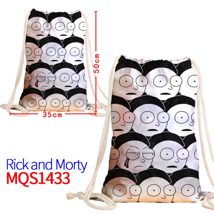 Rick and Morty Canvas drawstring pocket backpack 50x35cm  MQS-1433