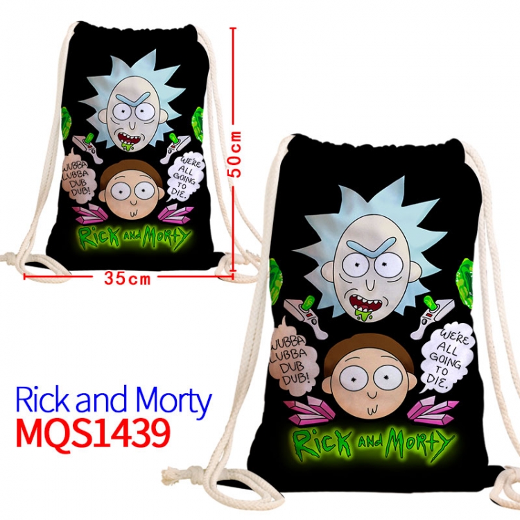 Rick and Morty Canvas drawstring pocket backpack 50x35cm MQS-1439