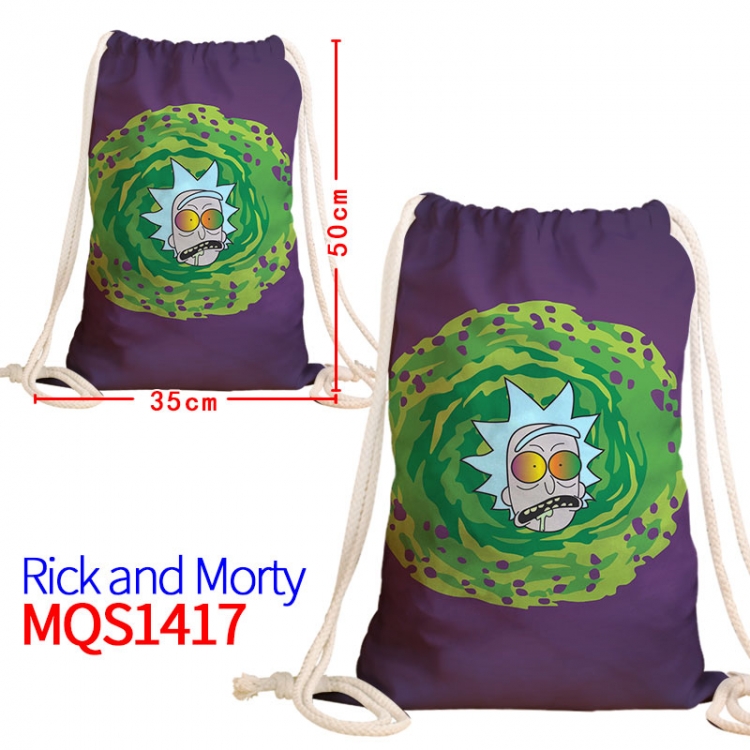 Rick and Morty Canvas drawstring pocket backpack 50x35cm  MQS-1417