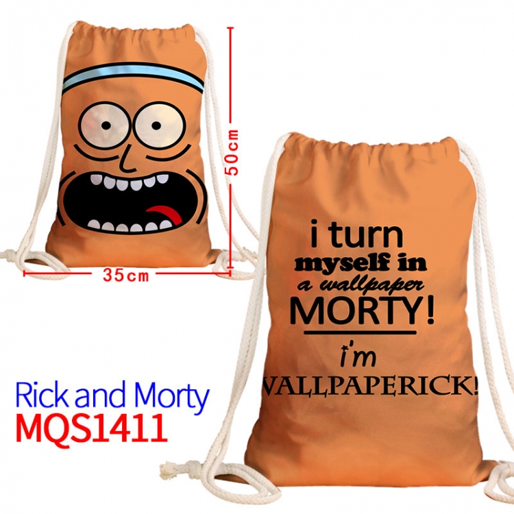 Rick and Morty Canvas drawstring pocket backpack 50x35cm MQS-1411