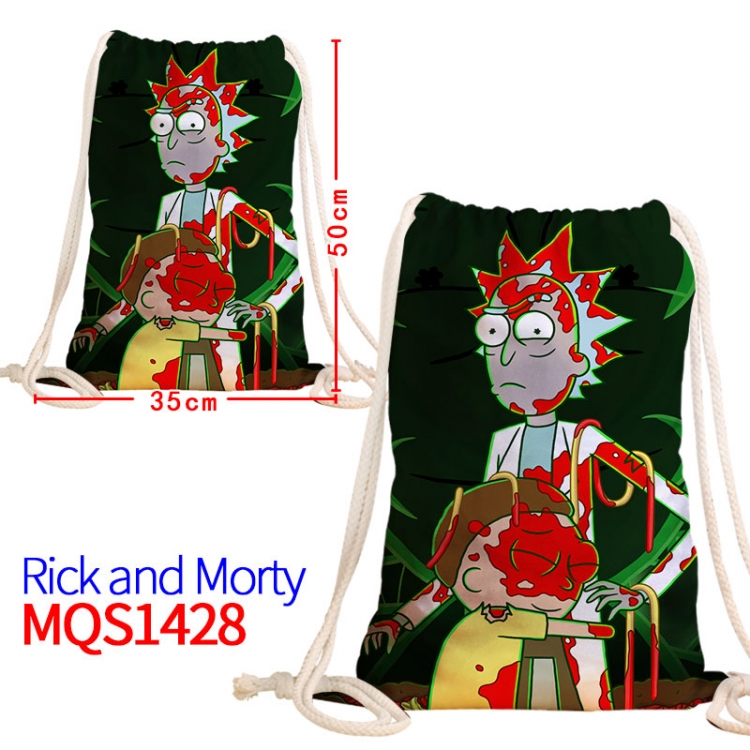 Rick and Morty Canvas drawstring pocket backpack 50x35cm  MQS-1428
