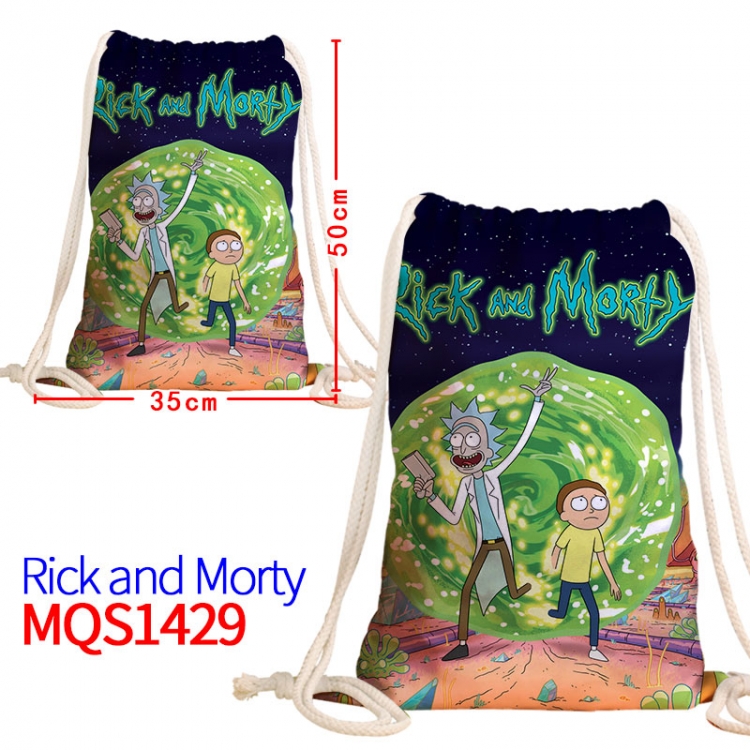 Rick and Morty Canvas drawstring pocket backpack 50x35cm MQS-1429