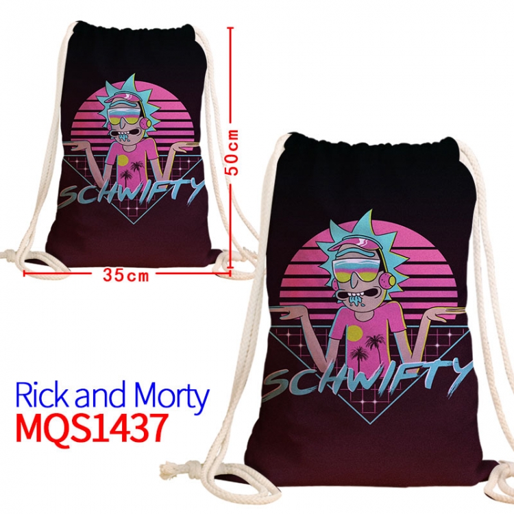 Rick and Morty Canvas drawstring pocket backpack 50x35cm  MQS-1437