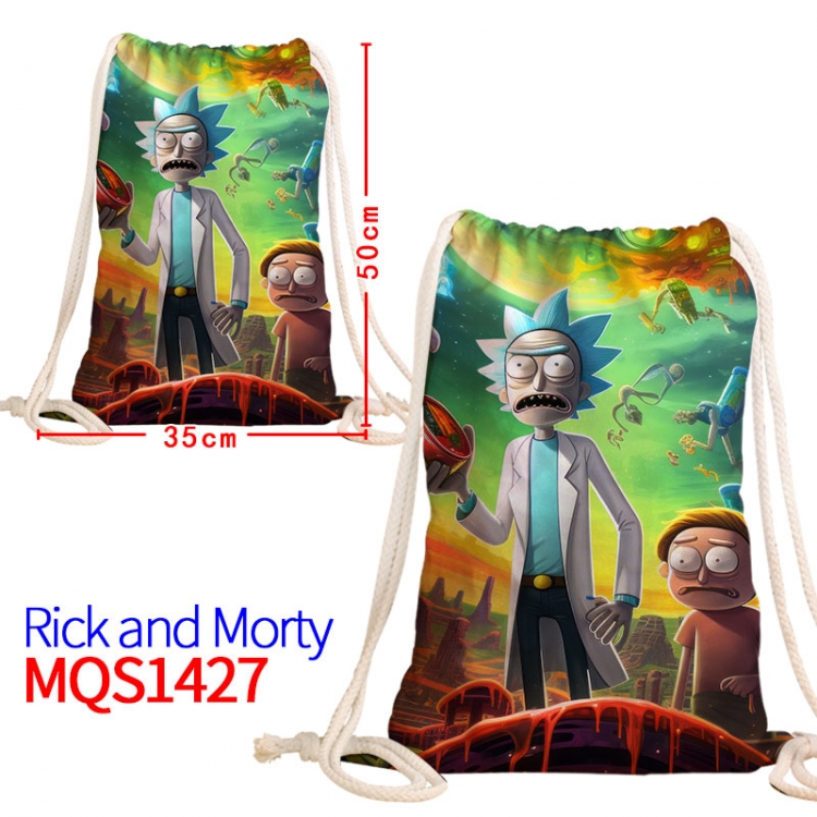Rick and Morty Canvas drawstring pocket backpack 50x35cm MQS-1427