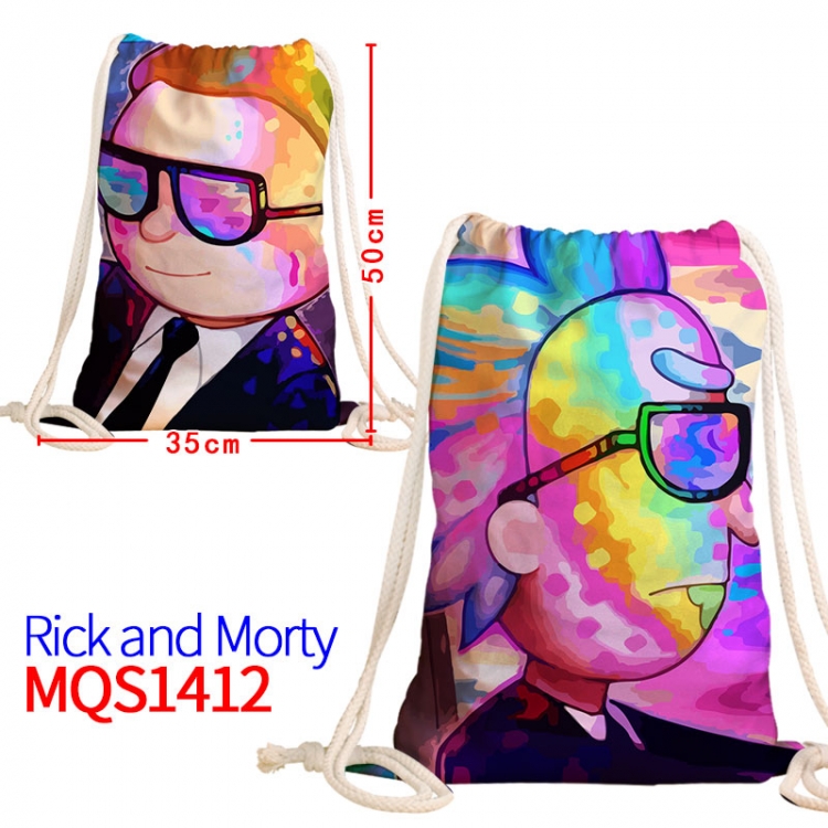 Rick and Morty Canvas drawstring pocket backpack 50x35cm MQS-1412