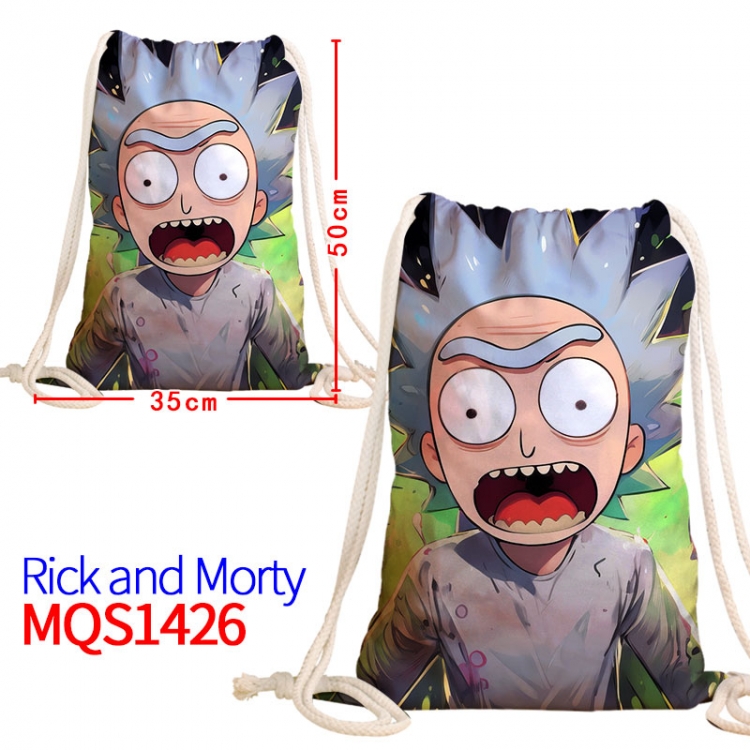 Rick and Morty Canvas drawstring pocket backpack 50x35cm  MQS-1426