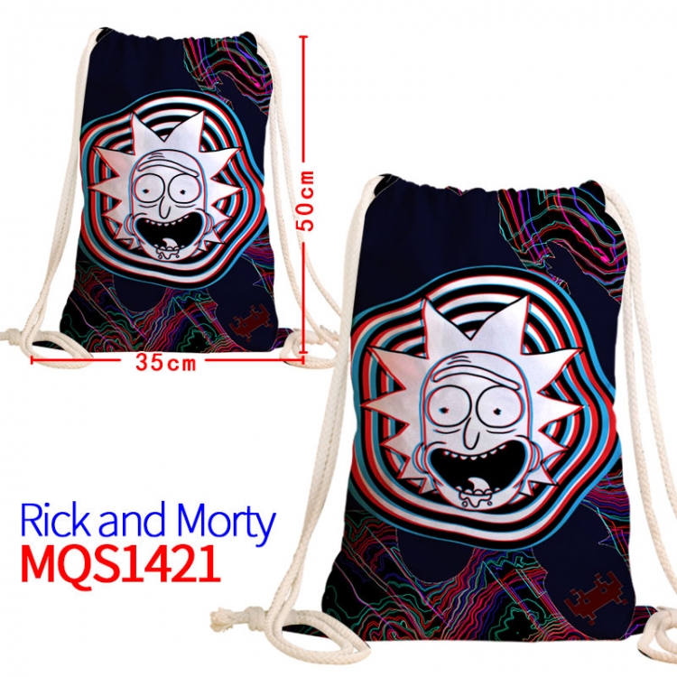 Rick and Morty Canvas drawstring pocket backpack 50x35cm MQS-1421