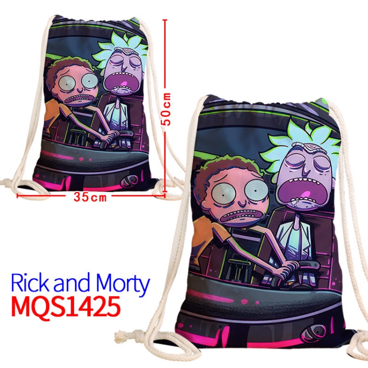 Rick and Morty Canvas drawstring pocket backpack 50x35cm MQS-1425