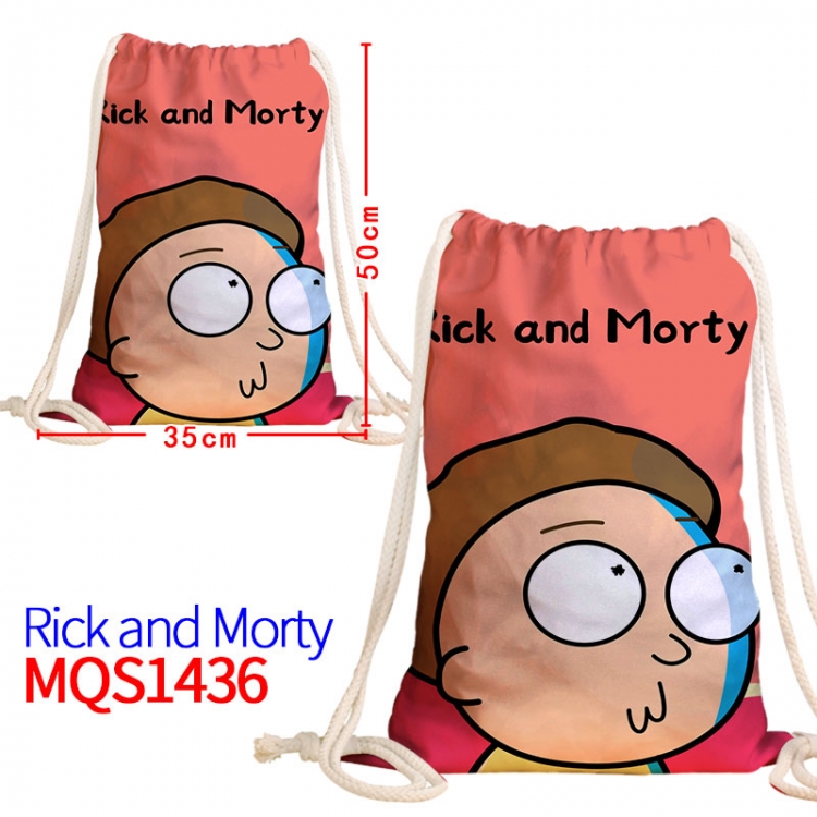 Rick and Morty Canvas drawstring pocket backpack 50x35cm MQS-1436