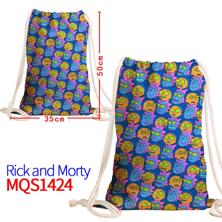 Rick and Morty Canvas drawstring pocket backpack 50x35cm MQS-1424