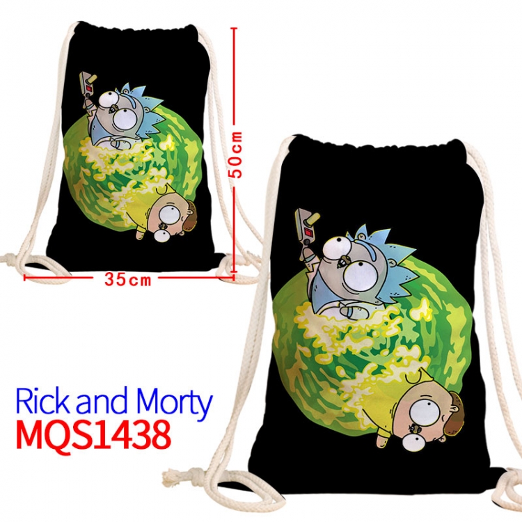 Rick and Morty Canvas drawstring pocket backpack 50x35cm MQS-1438