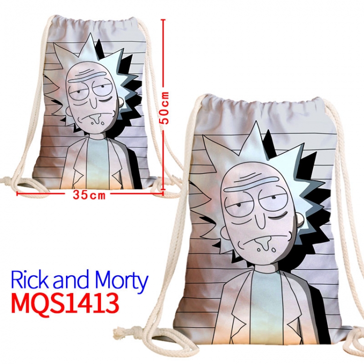 Rick and Morty Canvas drawstring pocket backpack 50x35cm MQS-1413