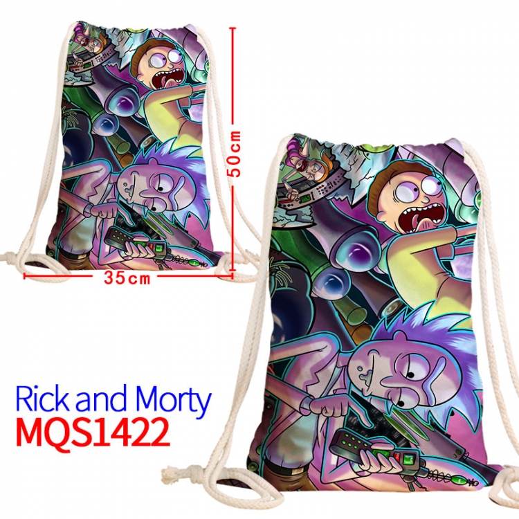 Rick and Morty Canvas drawstring pocket backpack 50x35cm MQS-1422