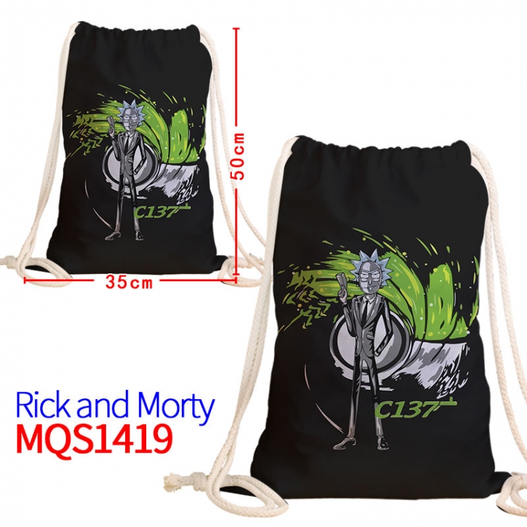 Rick and Morty Canvas drawstring pocket backpack 50x35cm  MQS-1419