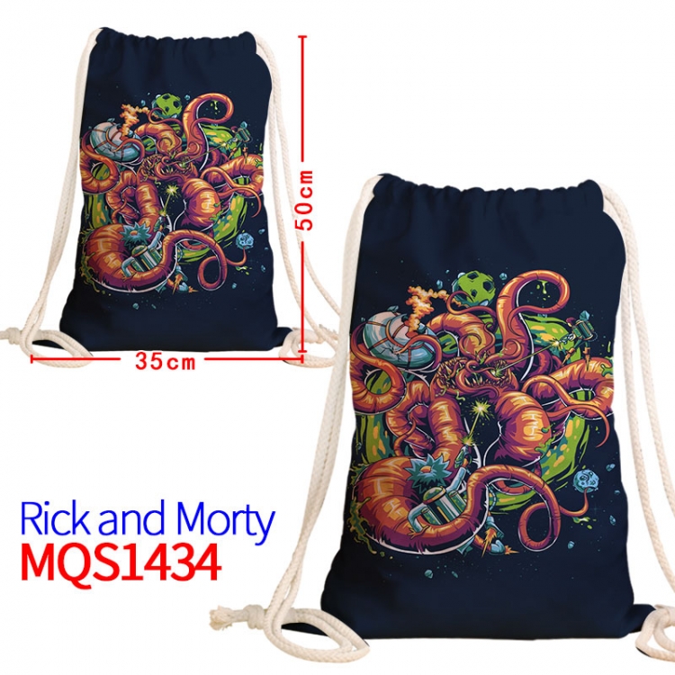 Rick and Morty Canvas drawstring pocket backpack 50x35cm MQS-1434