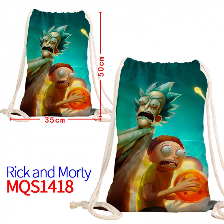 Rick and Morty Canvas drawstring pocket backpack 50x35cm MQS-1418