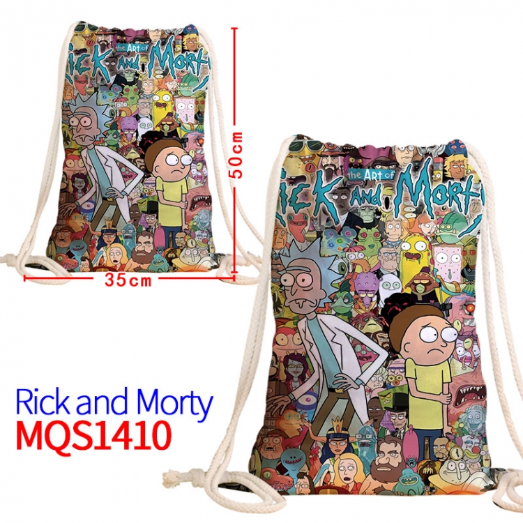 Rick and Morty Canvas drawstring pocket backpack 50x35cm MQS-1410
