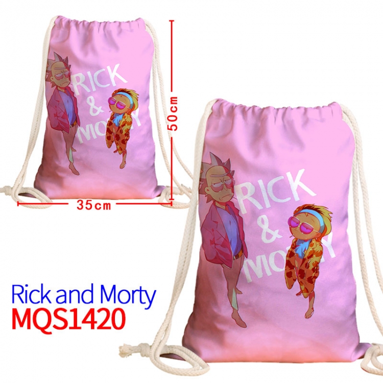 Rick and Morty Canvas drawstring pocket backpack 50x35cm MQS-1420
