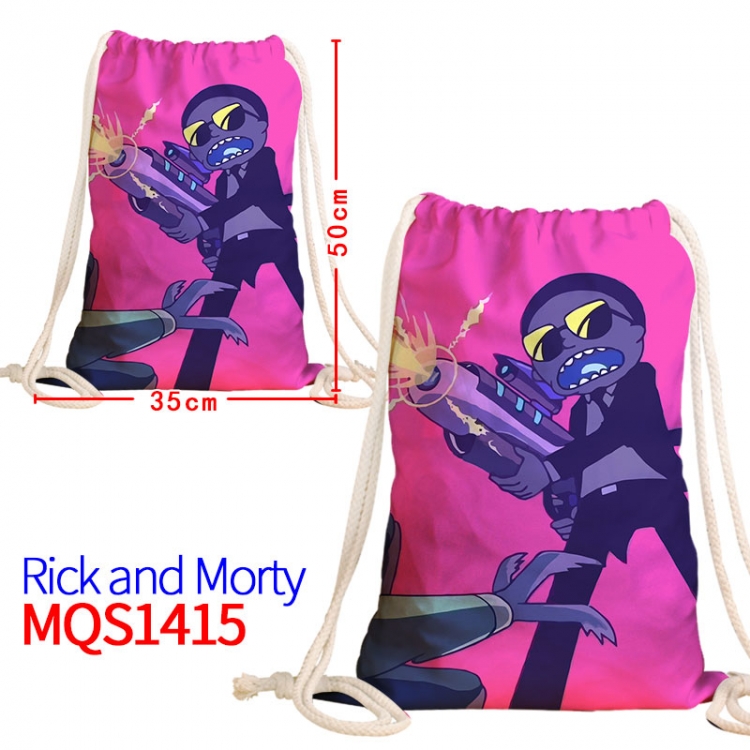 Rick and Morty Canvas drawstring pocket backpack 50x35cm MQS-1415