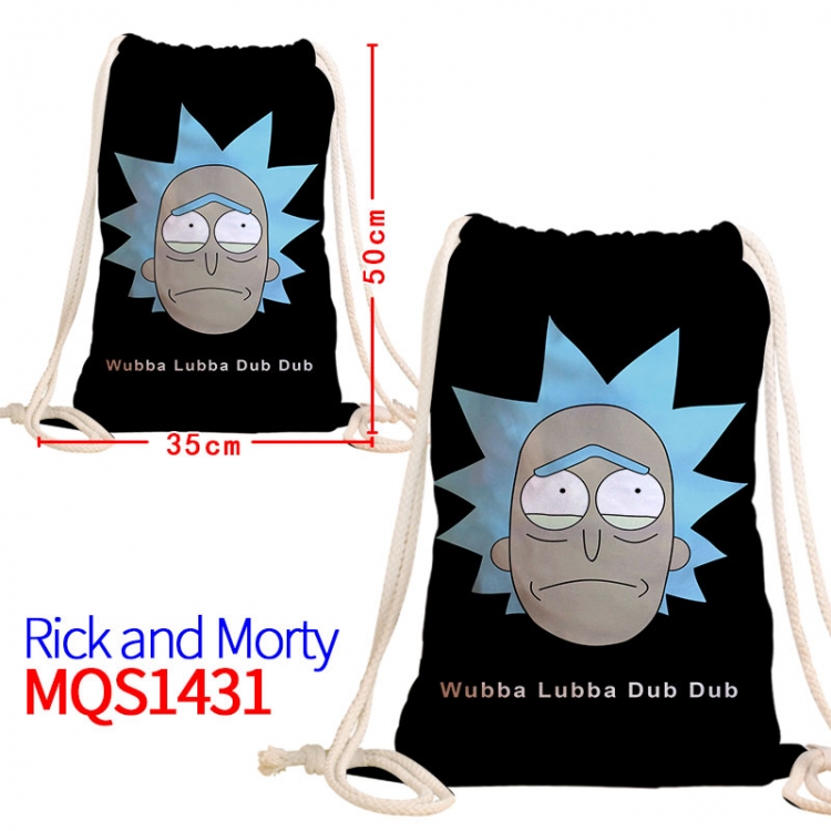 Rick and Morty Canvas drawstring pocket backpack 50x35cm MQS-1431