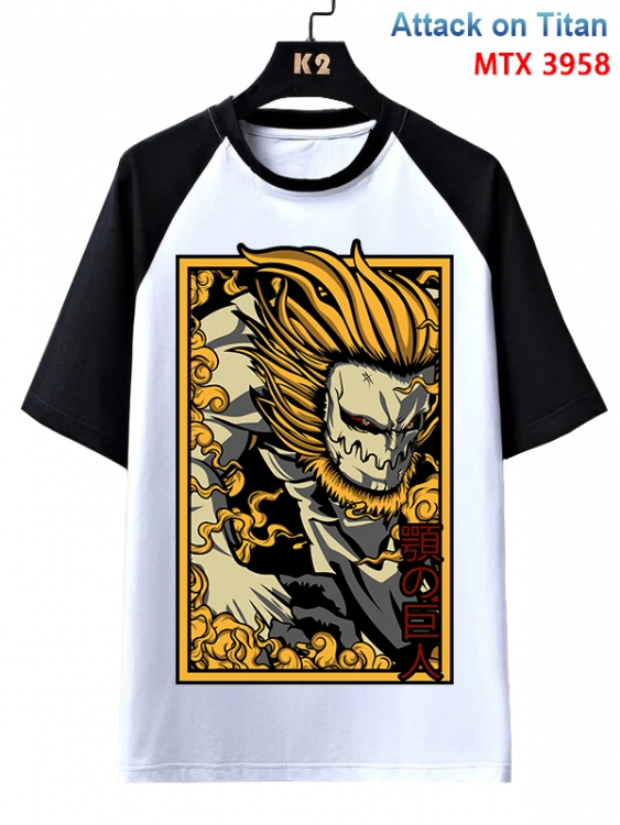 Shingeki no Kyojin Anime raglan sleeve cotton T-shirt from XS to 3XL MTX-3958