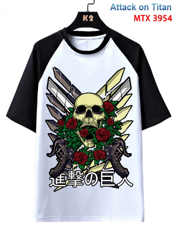 Shingeki no Kyojin Anime raglan sleeve cotton T-shirt from XS to 3XL  MTX-3954