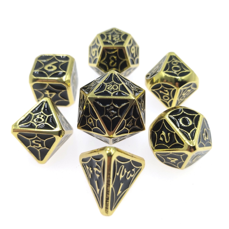 Mesh style Zinc alloy metal entertainment dice board game tools iron box packaging   a set of 7 HYX-066