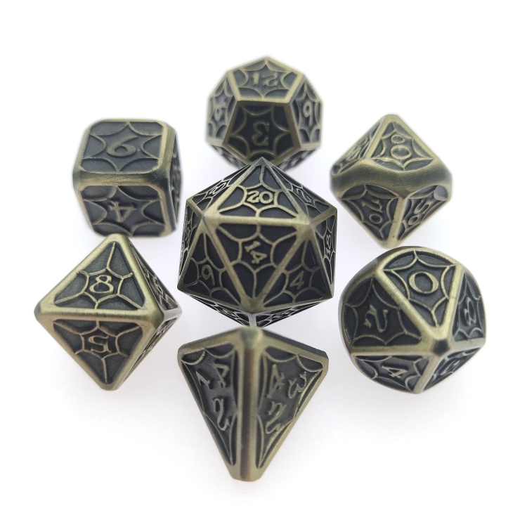 Mesh style Zinc alloy metal entertainment dice board game tools iron box packaging   a set of 7  HYX-083