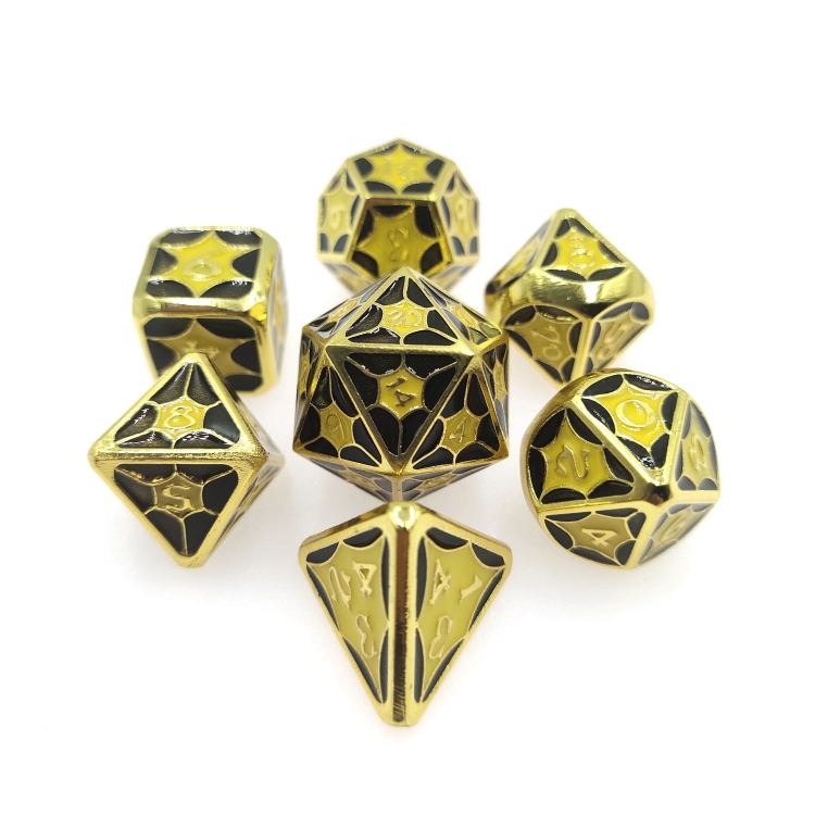 Mesh style Zinc alloy metal entertainment dice board game tools iron box packaging   a set of 7