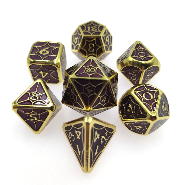 Mesh style Zinc alloy metal entertainment dice board game tools iron box packaging   a set of 7 HYX-068