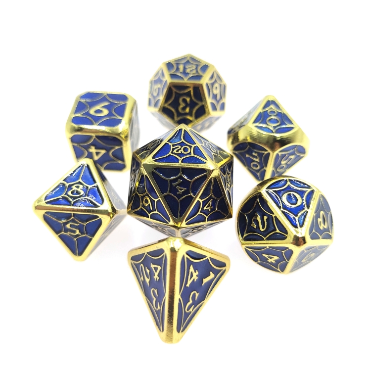 Mesh style Zinc alloy metal entertainment dice board game tools iron box packaging   a set of 7  HYX-065