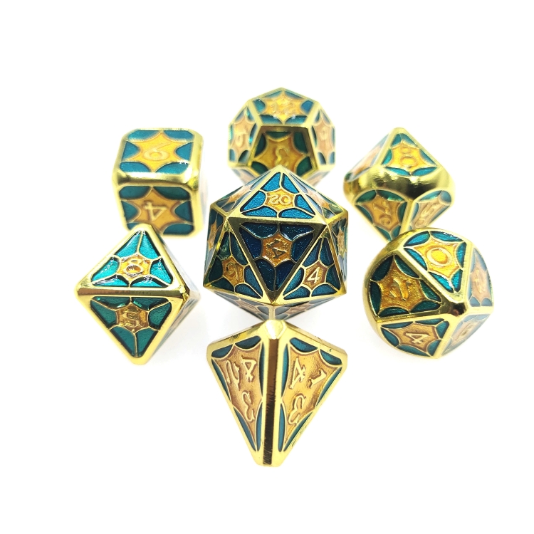 Mesh style Zinc alloy metal entertainment dice board game tools iron box packaging 169g  a set of 7 HYX-072