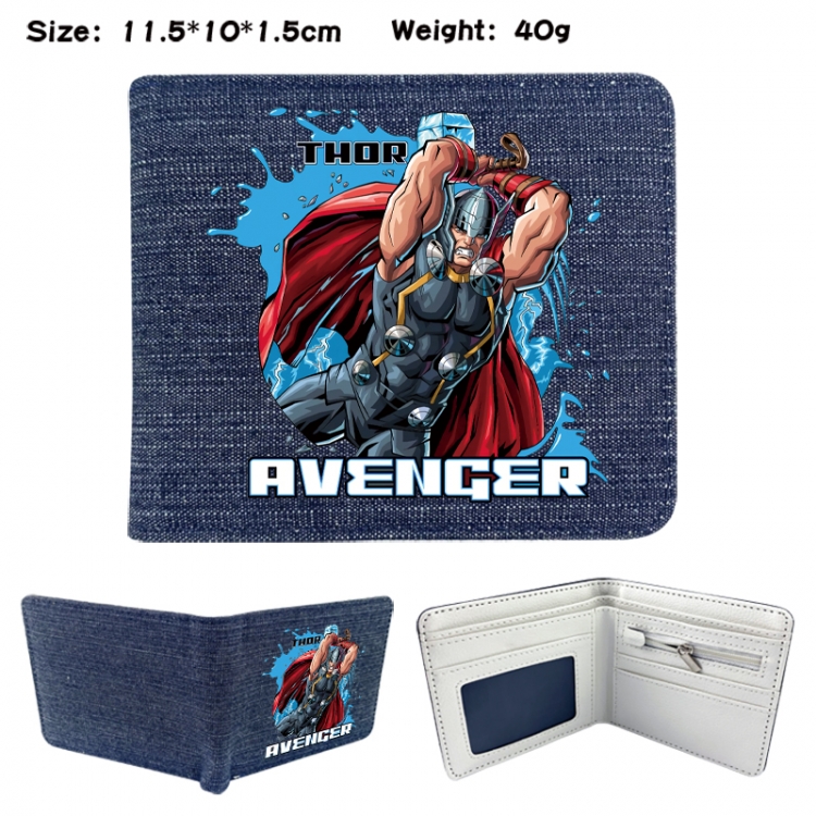 Superhero Anime denim folding full-color wallet 11.5X10X1.5CM