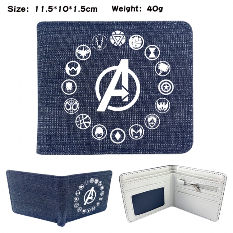 Superhero Anime denim folding full-color wallet 11.5X10X1.5CM