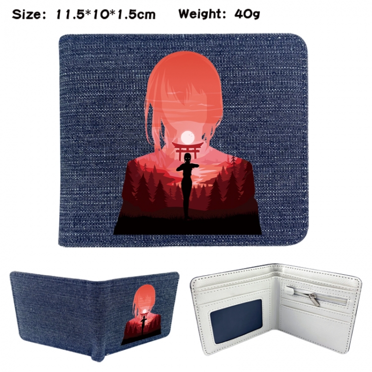 Chainsaw man Anime denim folding full-color wallet 11.5X10X1.5CM