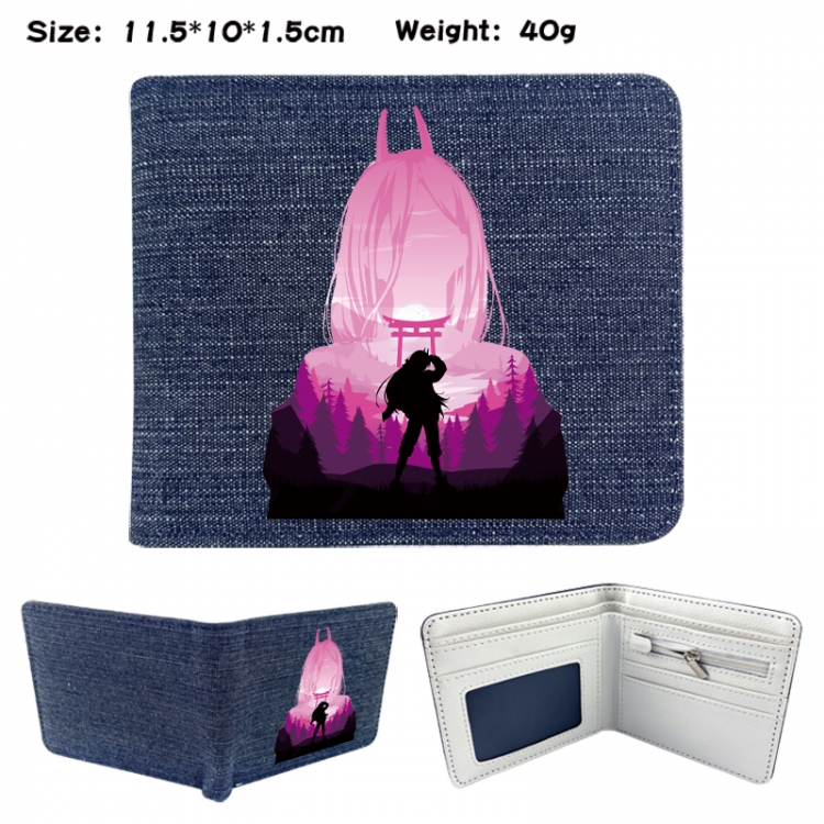 Chainsaw man Anime denim folding full-color wallet 11.5X10X1.5CM