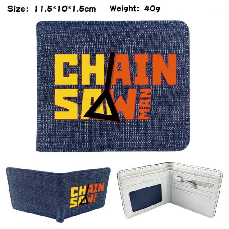 Chainsaw man Anime denim folding full-color wallet 11.5X10X1.5CM