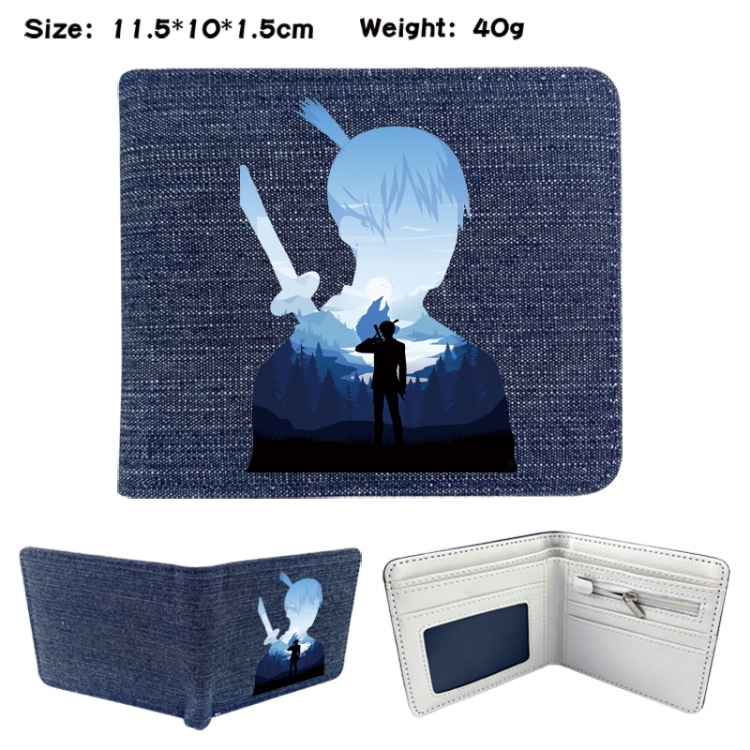 Chainsaw man Anime denim folding full-color wallet 11.5X10X1.5CM