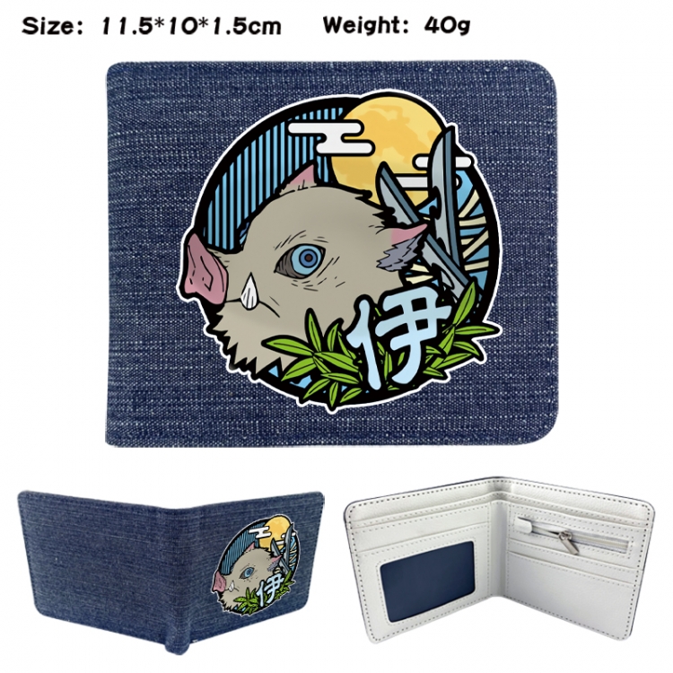 Demon Slayer Kimets Anime denim folding full-color wallet 11.5X10X1.5CM