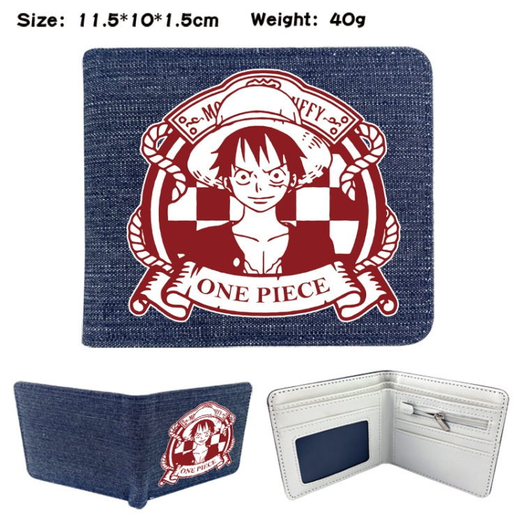 One Piece Anime denim folding full-color wallet 11.5X10X1.5CM