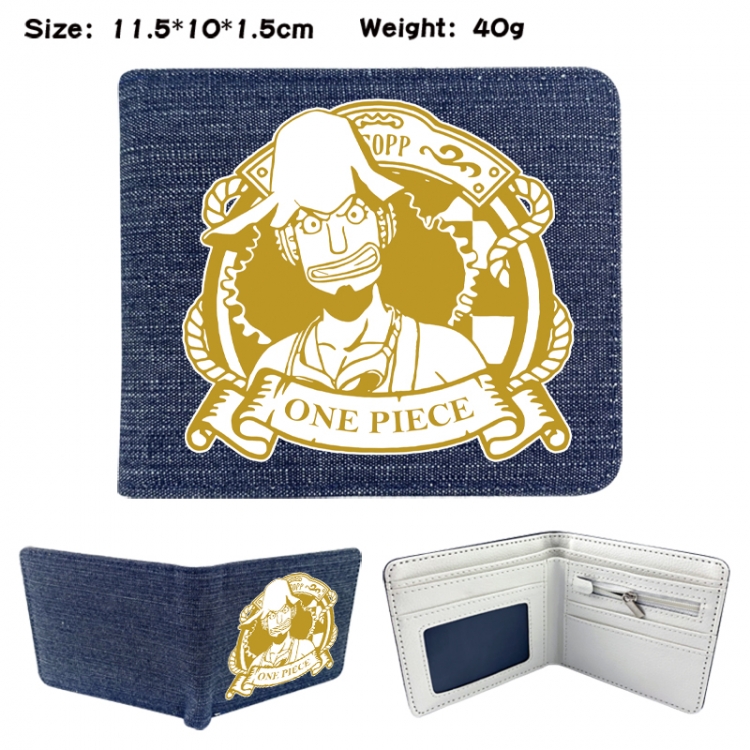 One Piece Anime denim folding full-color wallet 11.5X10X1.5CM