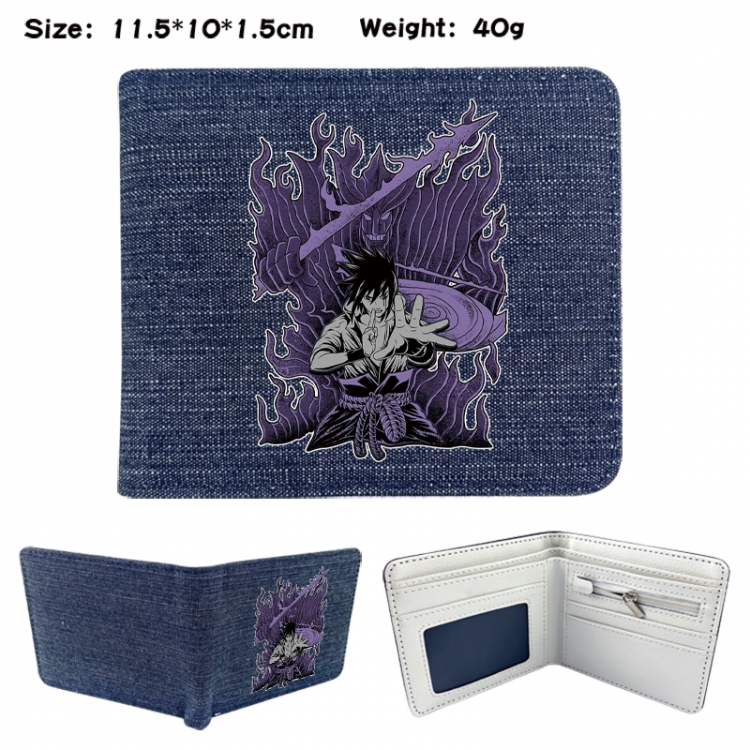 Naruto Anime denim folding full-color wallet 11.5X10X1.5CM