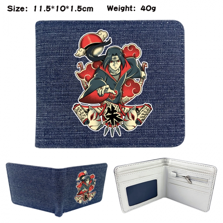 Naruto Anime denim folding full-color wallet 11.5X10X1.5CM